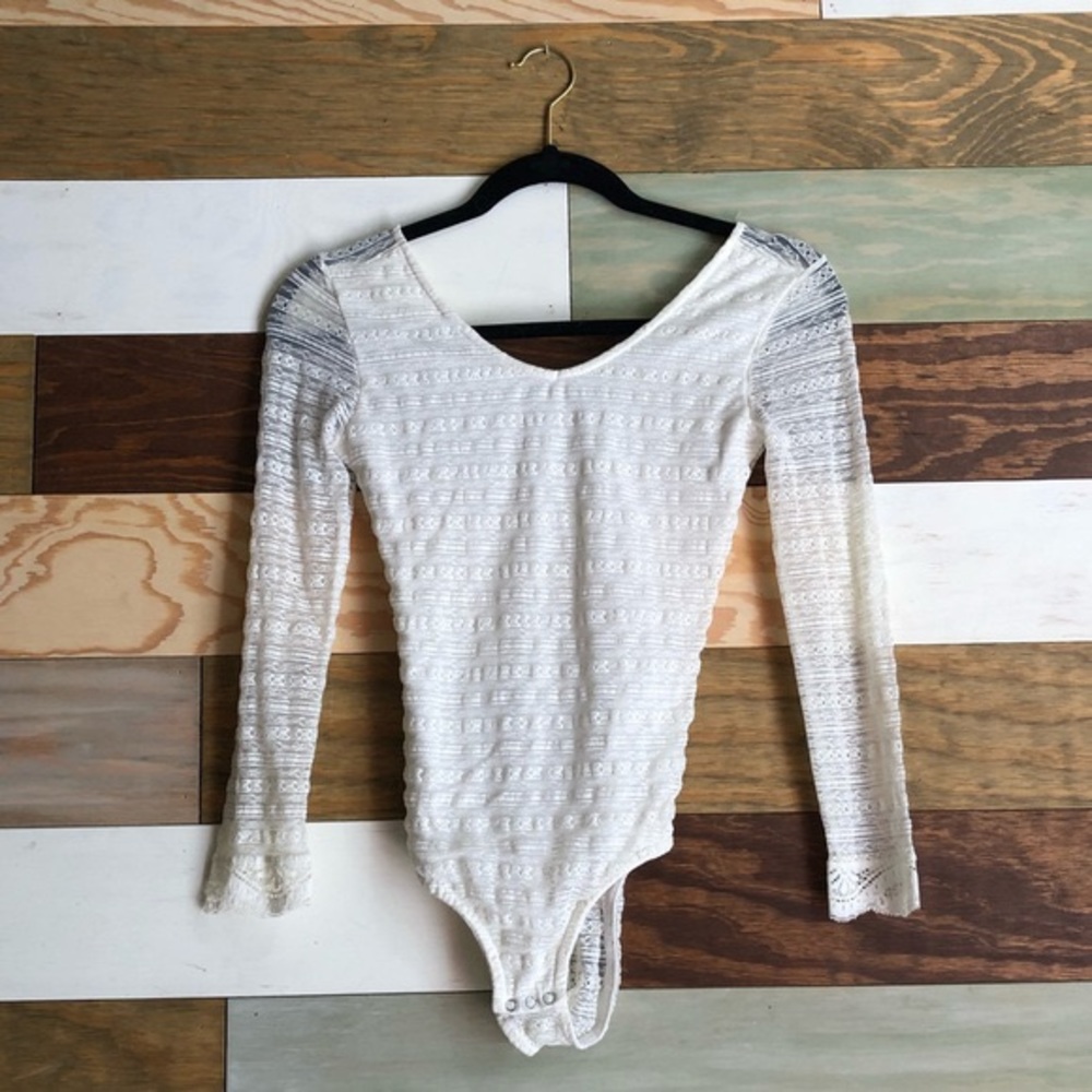 Bethany Mota lace white bodysuit